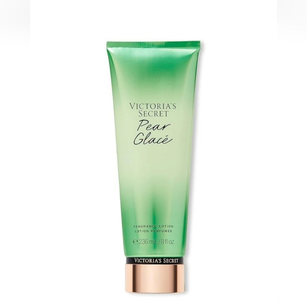 Victoria's Secret Pear Glacé Fragrance Lotion - Green Gradient with Gold Cap